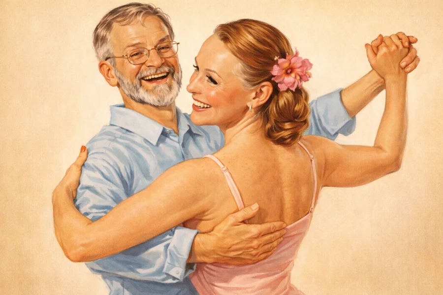 Vintage-style dancing couple illustration